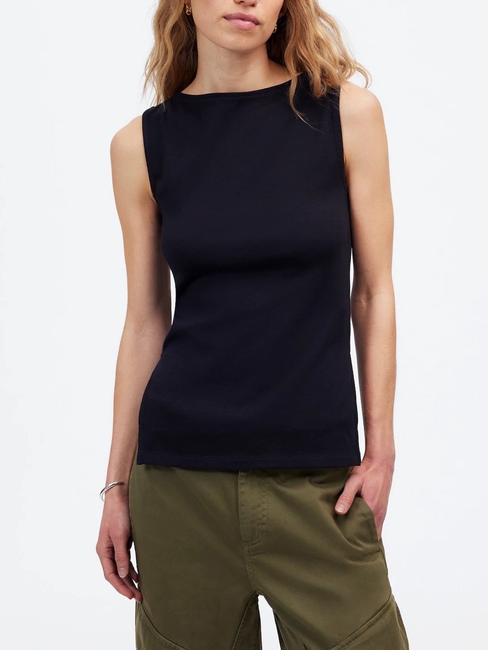 Madewell Sleeveless Boatneck Side Slit Tee